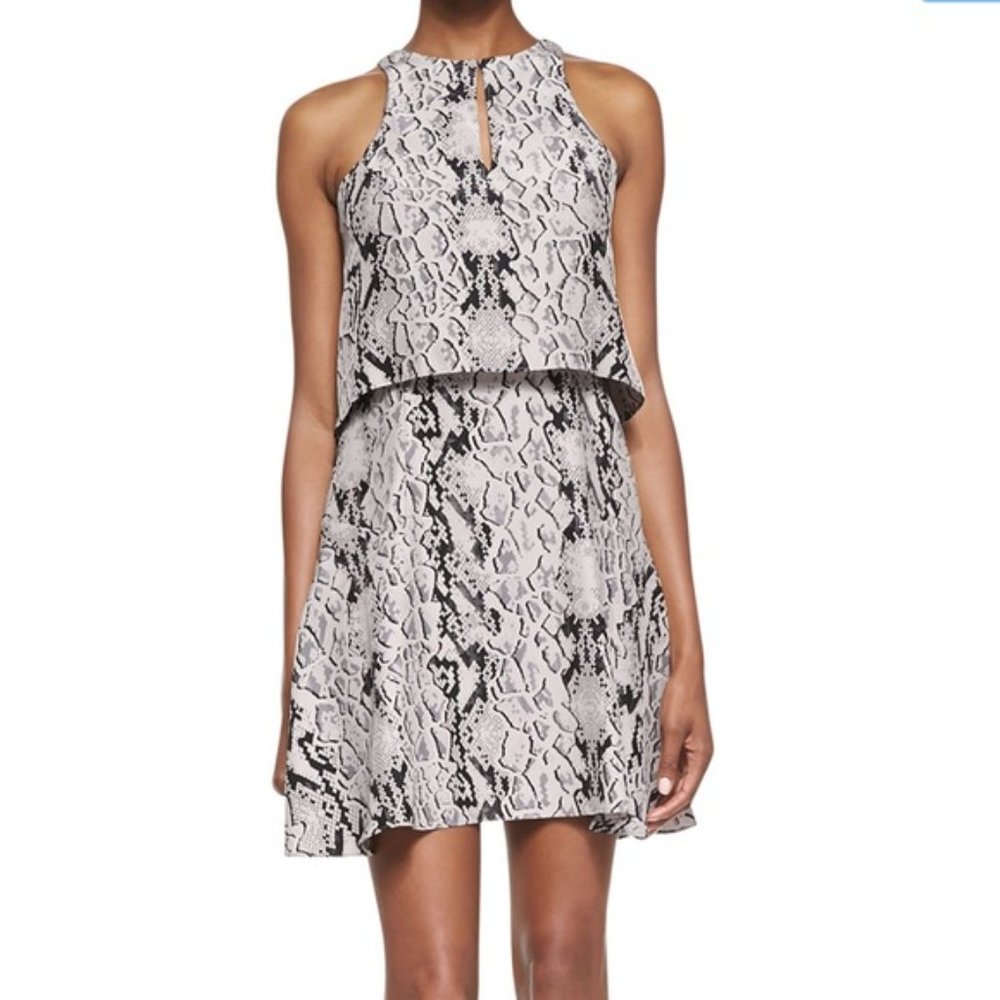 COPY - Parker Chelsea Silk Snake Python Print Mini Sleeveless Dress Womens Size…